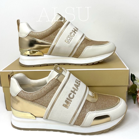 Michael Kors Shoes - Michael Kors Teddi Trainer Slip On Glitter Gold